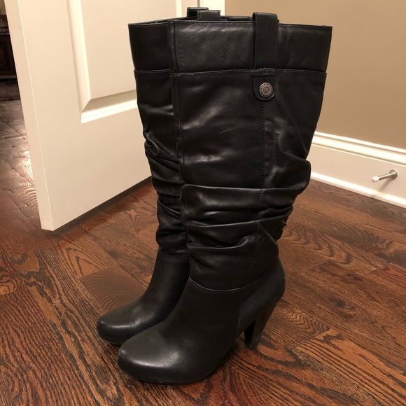Arturo Chiang Black Ruched Boots - Picture 1 of 7